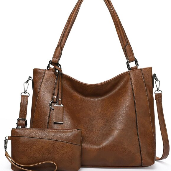 Leather Tote Bag for Women PU Shoulder Handbag with Top Handle and Zipper - Picture 1 of 6